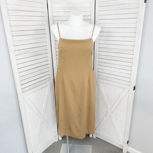 ShoeDazzle Open Back Linen Blend Strappy Sheath Dress Tan XXL